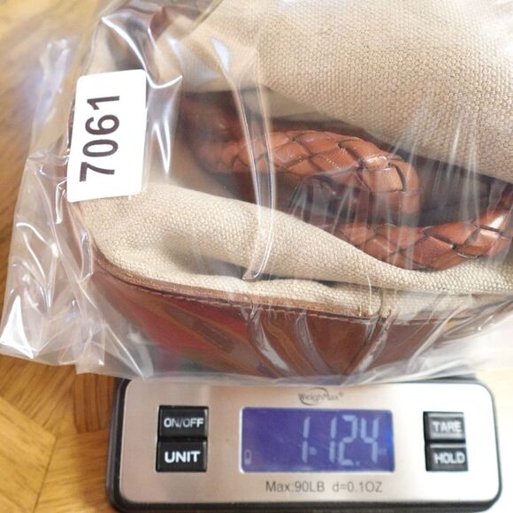 Vintage Ralph Lauren Drawstring Bucket Bag Linen & Brown Leather Braided Strap - Picture 11 of 11